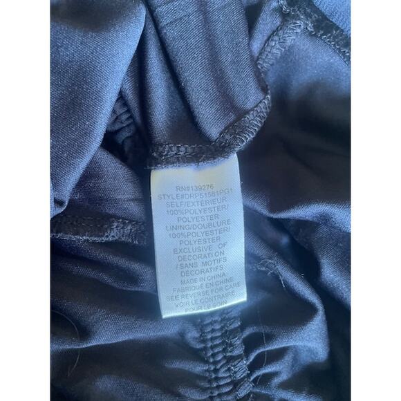 DR2 Size Petite Small Midi Dress Navy Blue Print Long-Sleeve‎ - Picture 6 of 6